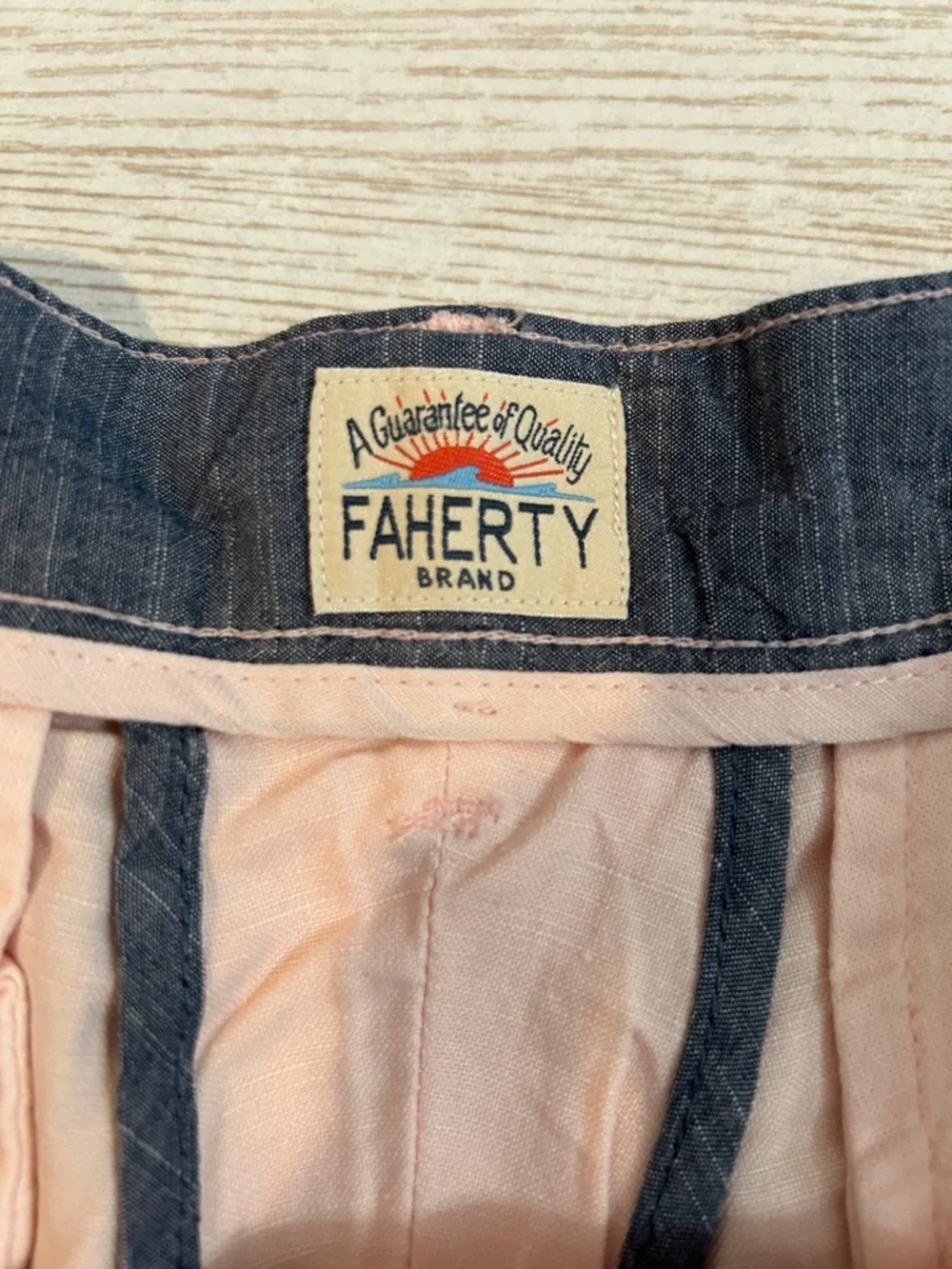 Faherty Salmon Pink Flat-Front Cotton Shorts